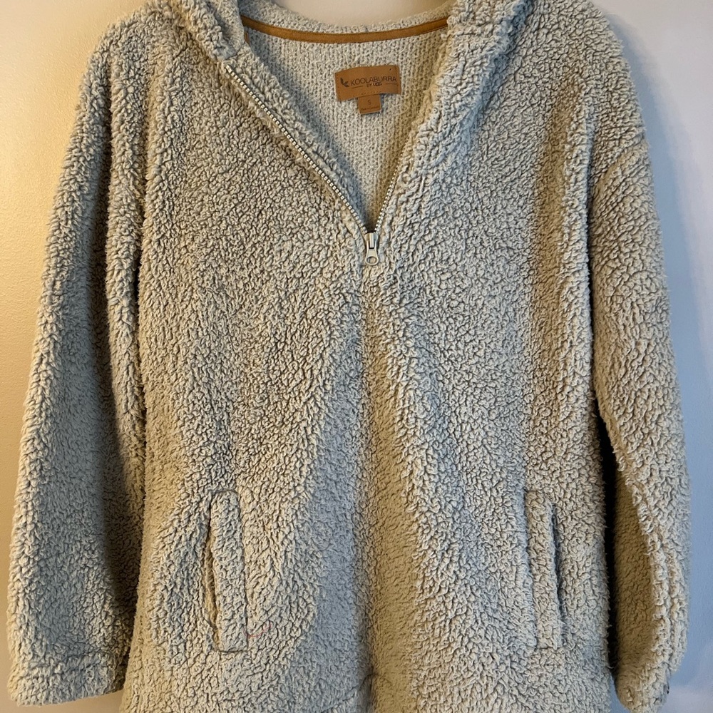 Koolaburra by UGG Textured Gray Hooded Quarter Zip Sz Small
